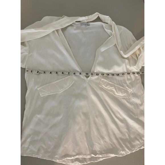 Atoir White Silk Ties & Lies V-neck Architectural Slit Sleeve Blouse Top US 8 - Picture 4 of 8